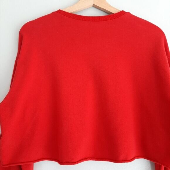 Divided by H&M | 1990 Gold Lion Print Crop Long Slv Crewneck Pullover Top Red M - Picture 11 of 16